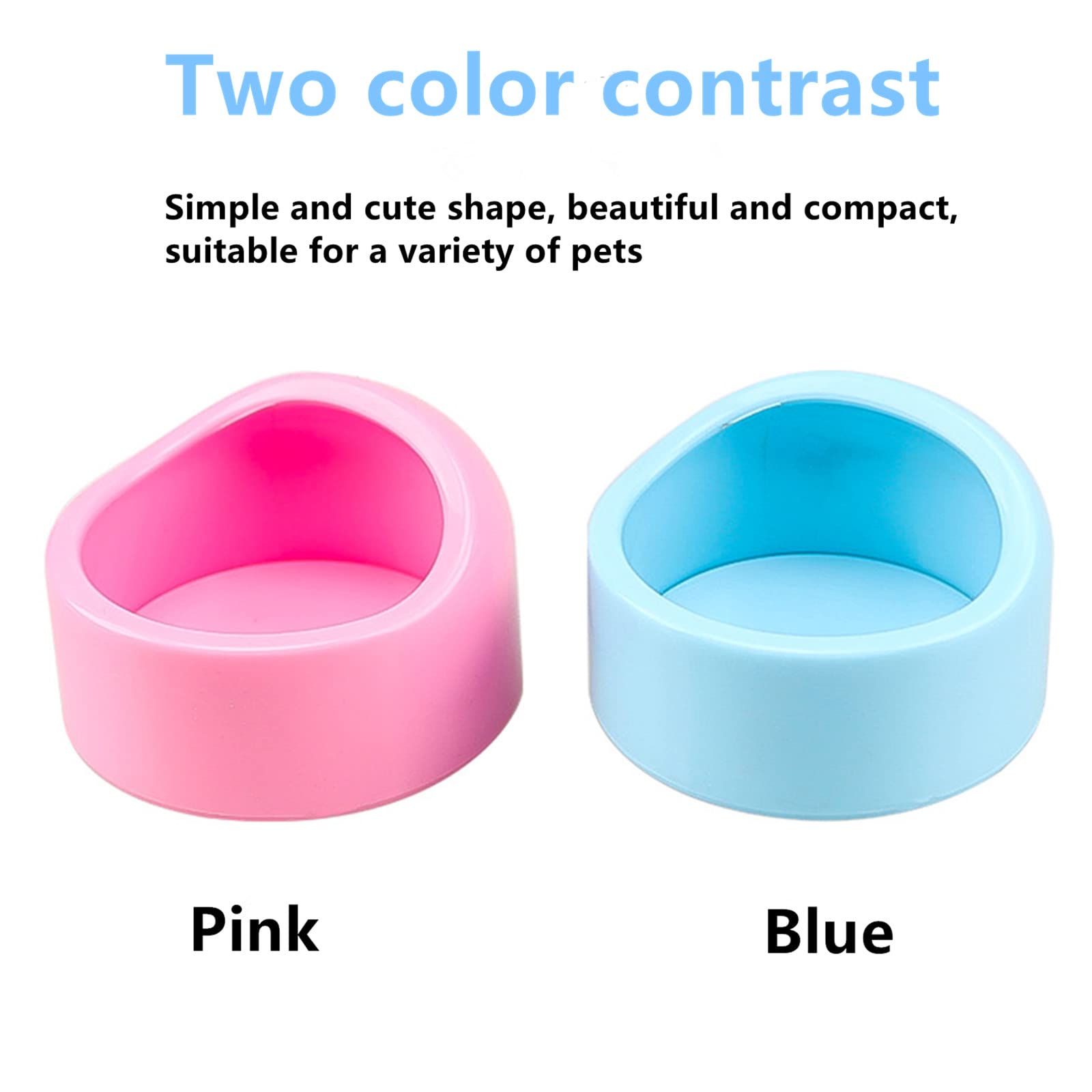 Gamelle pour Hamster,Gamelle pour Petits Animaux,Mangeoire pour Hamster,Bols pour Hamsters,Anti-Morsure, pour Hamster, Petits Animaux, Petits Rongeurs, Gerbille, 2 Pièces(Bleu et Rose)