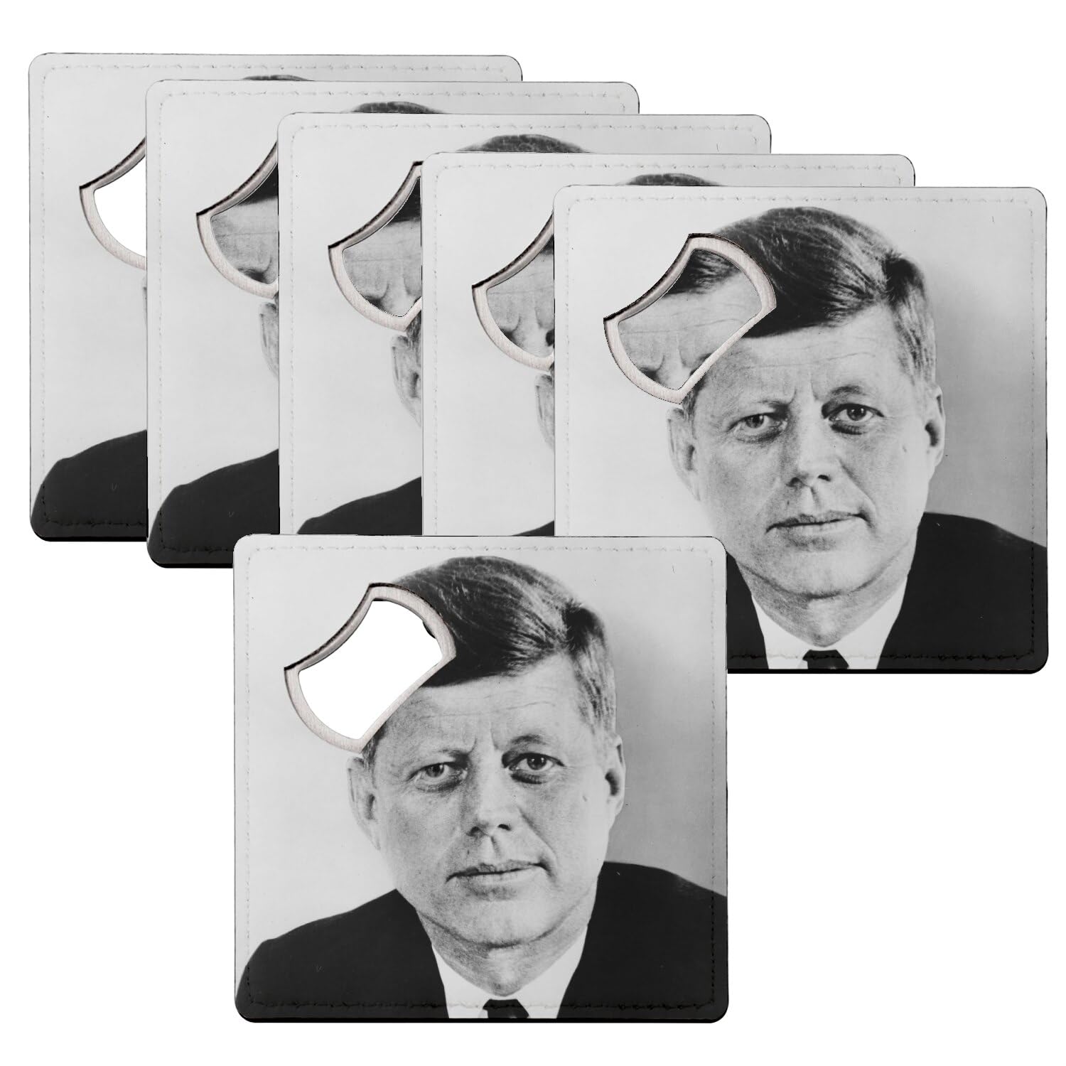 Sous Verre Décapsuleur JFK Idée Cadeau Vintage Lot de 6 Dessous de Verre Original Historique