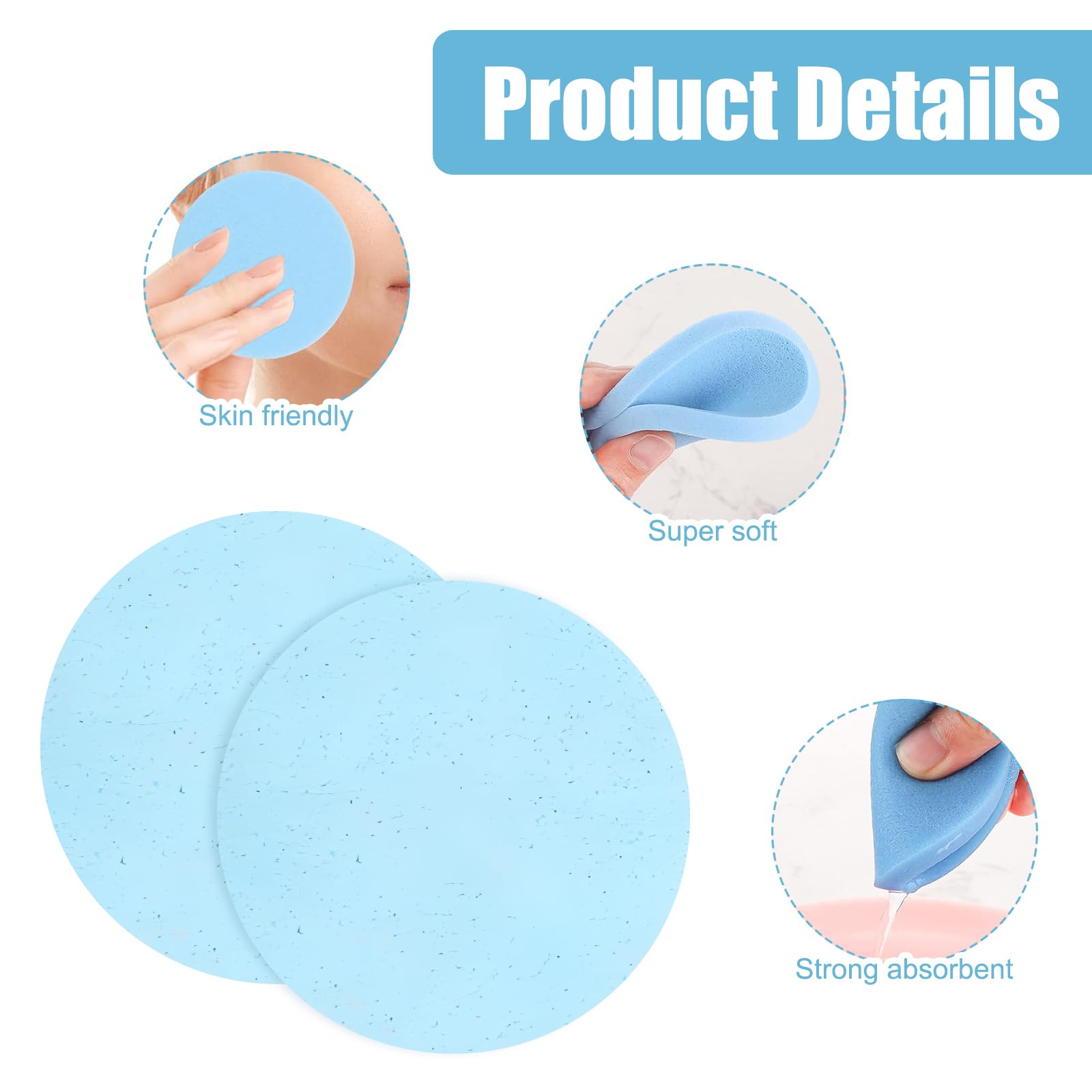 168PCS Facial Sponges Cleansing, Face Sponge for Daily Cleansing Compressed Facial Sponges for Makeup Remova Unisex (Blue) - Image 3