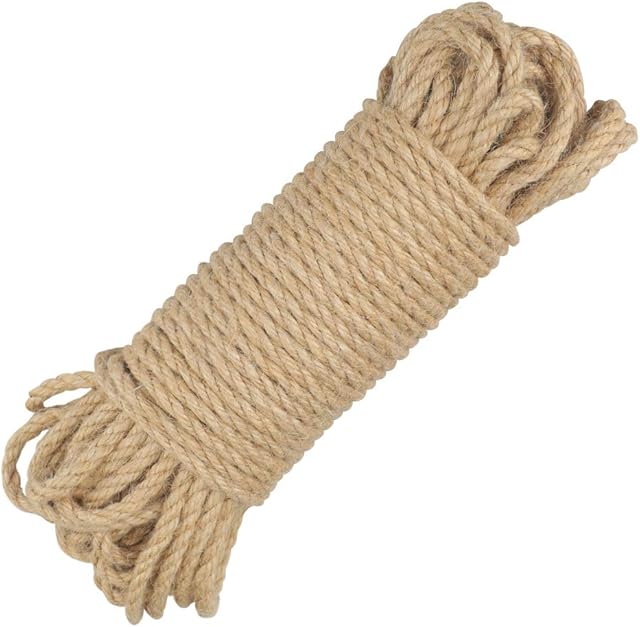 jijAcraft Jute Twine Rope 5mm,20M Thick Rope Jute String Strong Hemp Rope Cord Garden Rope for DIY Arts Crafts(3-Ply)