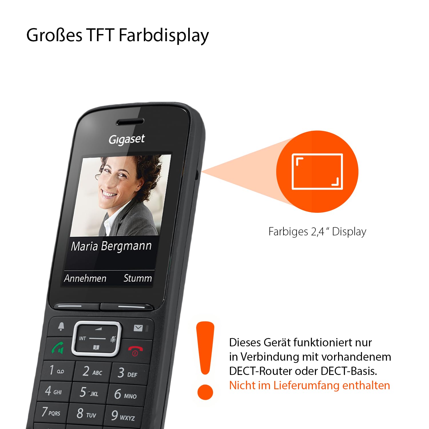 Gigaset PREMIUM 300HX - DECT-Mobilteil mit Ladeschale - Fritzbox-kompatiblel - hochwertiges Schnurloses Telefon für Router und DECT-Basis - Farbdisplay - exzellente Sprachqualität, schwarz