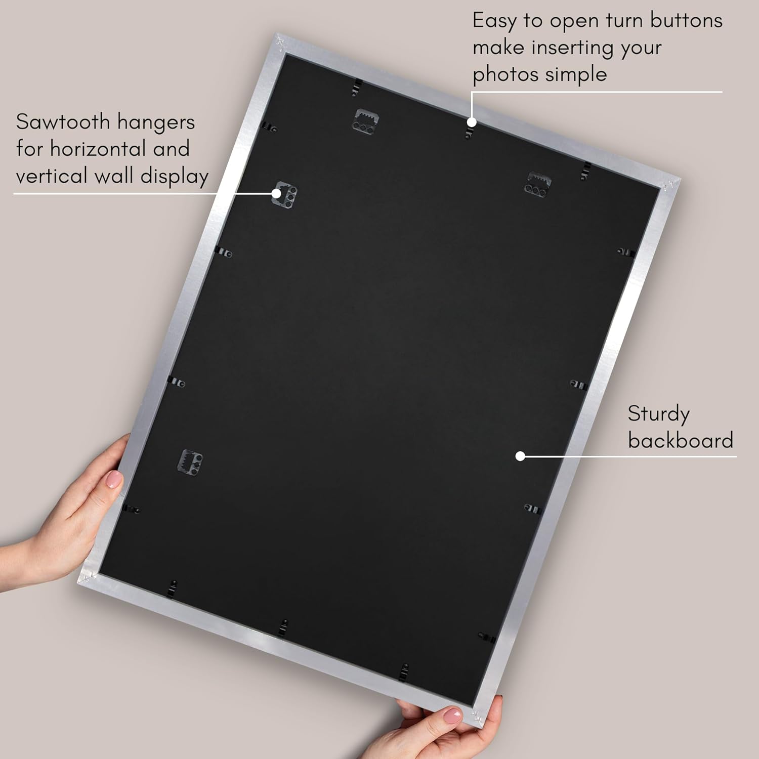 Americanflat 20x28 Picture Frame with Polished Plexiglass - Use as 16x24 Frame with Mat or Display 20x28 Photo Without Mat - Hudson Collection - Wide Picture Frames for Wall Display - Silver