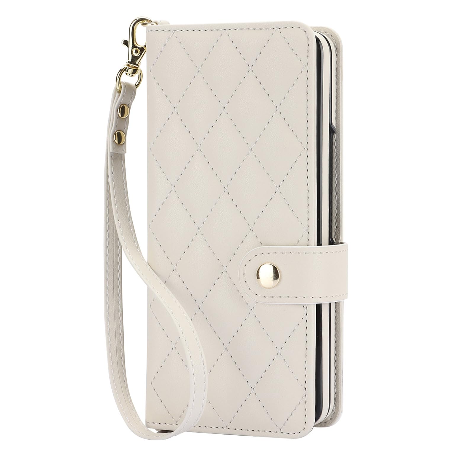 Custodia In Pelle For Samsung Galaxy Z Fold 8 Ultra, Portafoglio A Tracolla Con Funzione Di Supporto, Custodia Protettiva Anticaduta For Donna D'affari Con Guscio For Cinturino Da Polso(White)