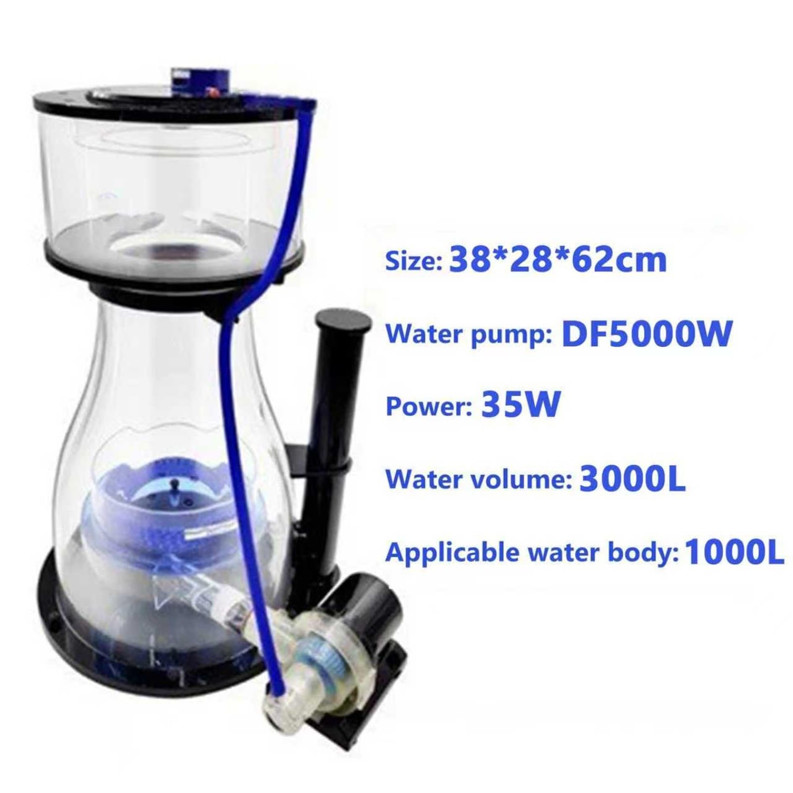 Générique Écumeur De Protéines for Aquarium d'eau De Mer, 1200 L/2000 L/3000 L/4000 L, 10 Niveaux De Débit Réglables, for Une Filtration Efficace Et Une Meilleure Qualité De l'eau.(3000L)