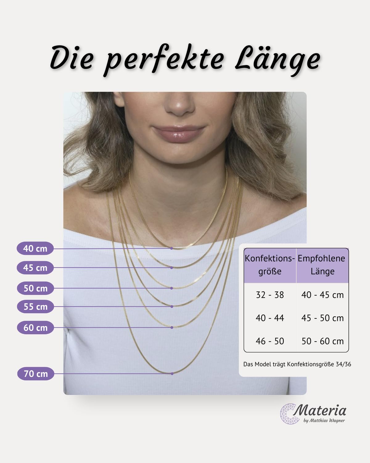 MATERIA by Matthias Wagner Catena a maglia barbazzale in oro 1,7 mm, in argento Sterling 925 placcato oro K123