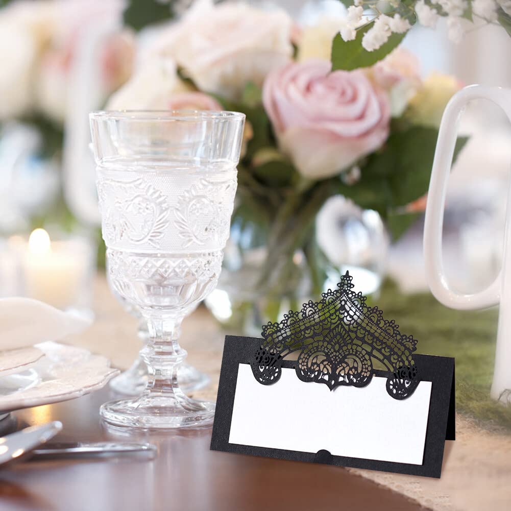 Segnaposto Matrimonio Eleganti - 50 Pezzi In Carta Perlescente Bianca Con Design Romantico - Foto 7