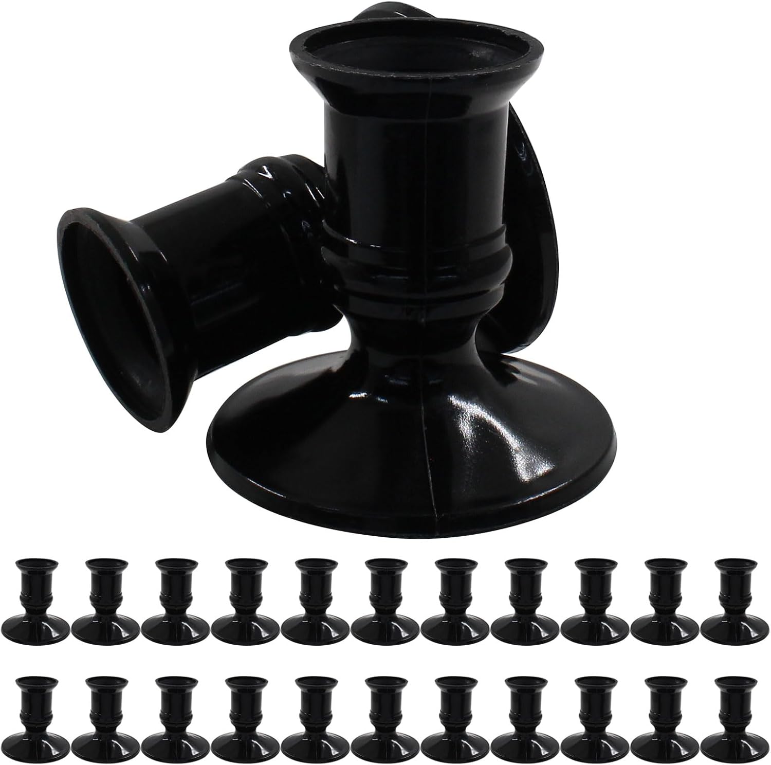 Waziaqoc 24Pcs Gold Taper Candle Holders, Plastic