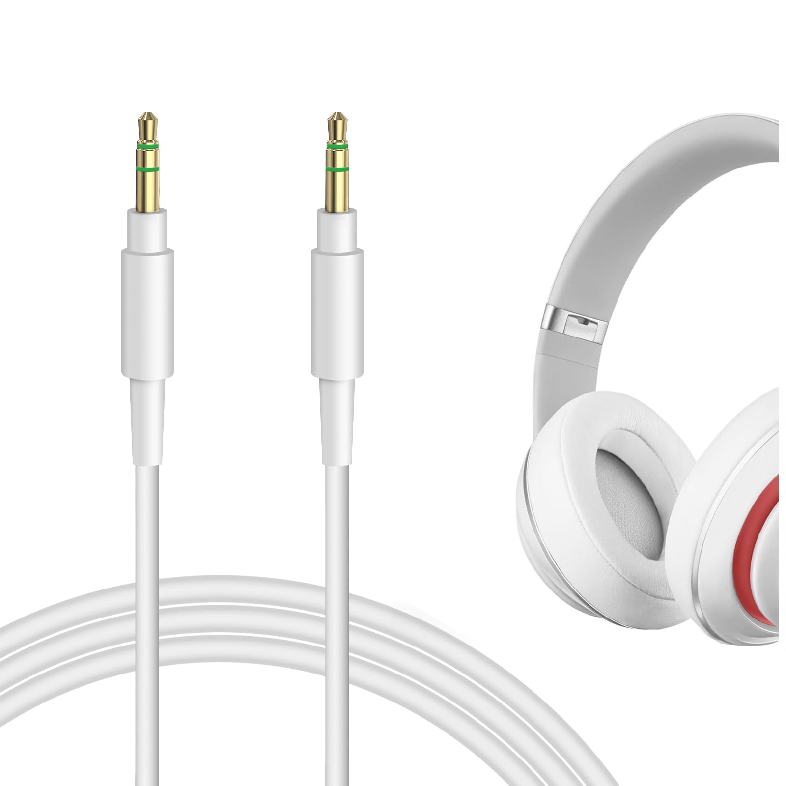 Audio Cable Compatible with Beats Studio Pro/3/2, Solo 4/3/2/HD, Mixr, Pro Headphones Cable, 1/8" (3.5mm) to 3.5mm Replacement Stereo Cord (4 ft/1.2 m White)
