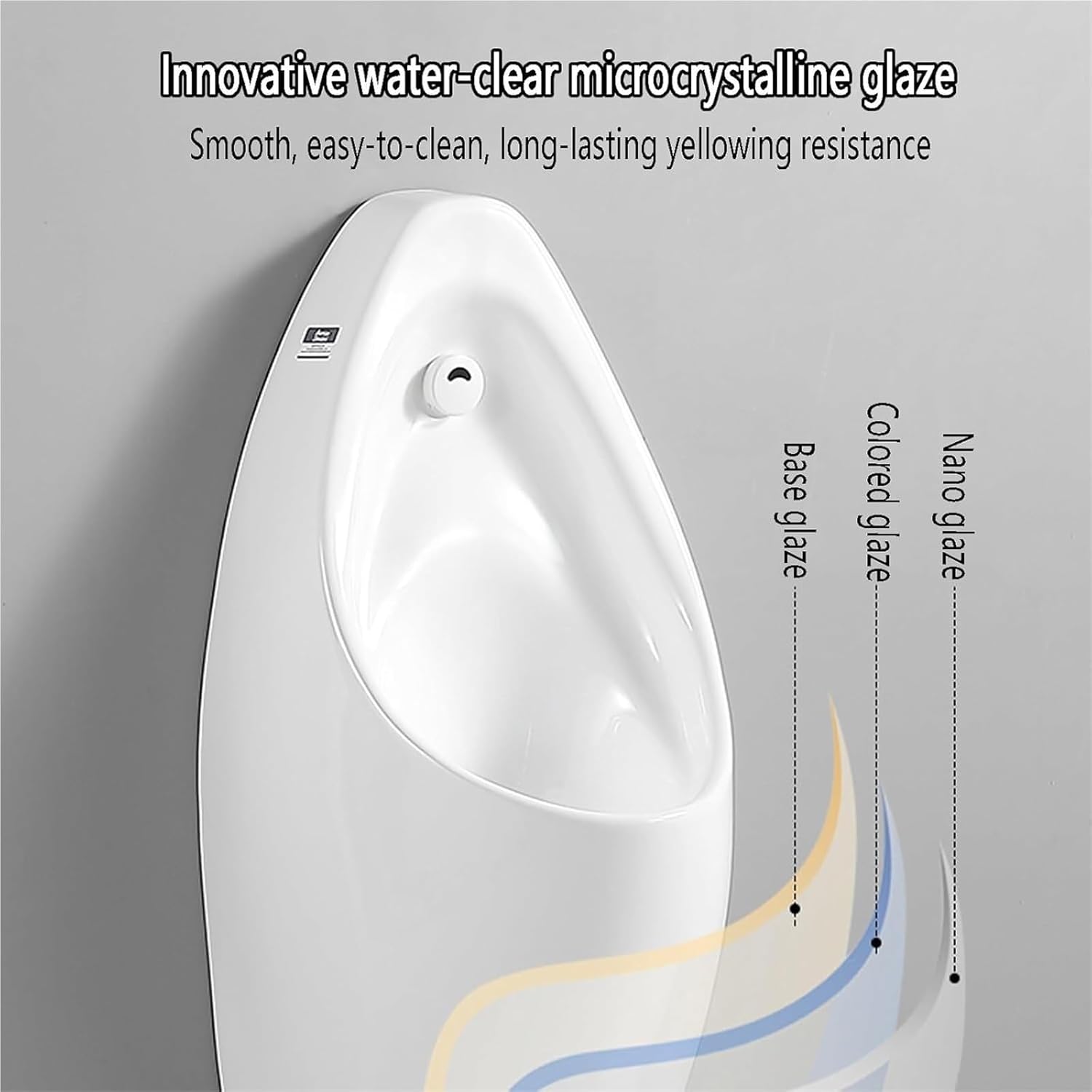 Wall Mounted Men's Adult Urinal， Anti-Odor Commercial High Efficiency Flushing Urinal Trough for Use in Homes Hotels