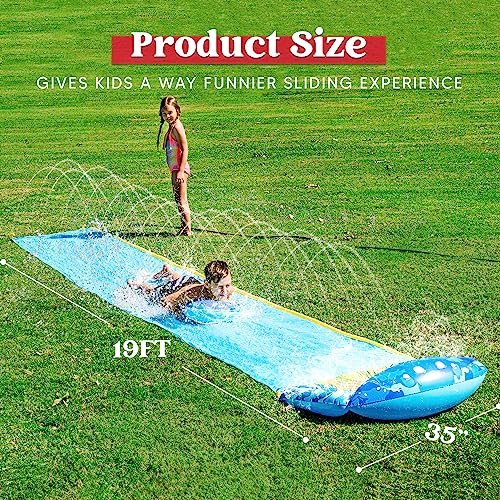 JOYIN 230in x 35,5in (584,2 x 90,2 cm) Wasserrutsche mit 1 Bodyboard, Sommerspielzeug mit eingebautem Sprinkler für Garten und Außen-Wasserspaß