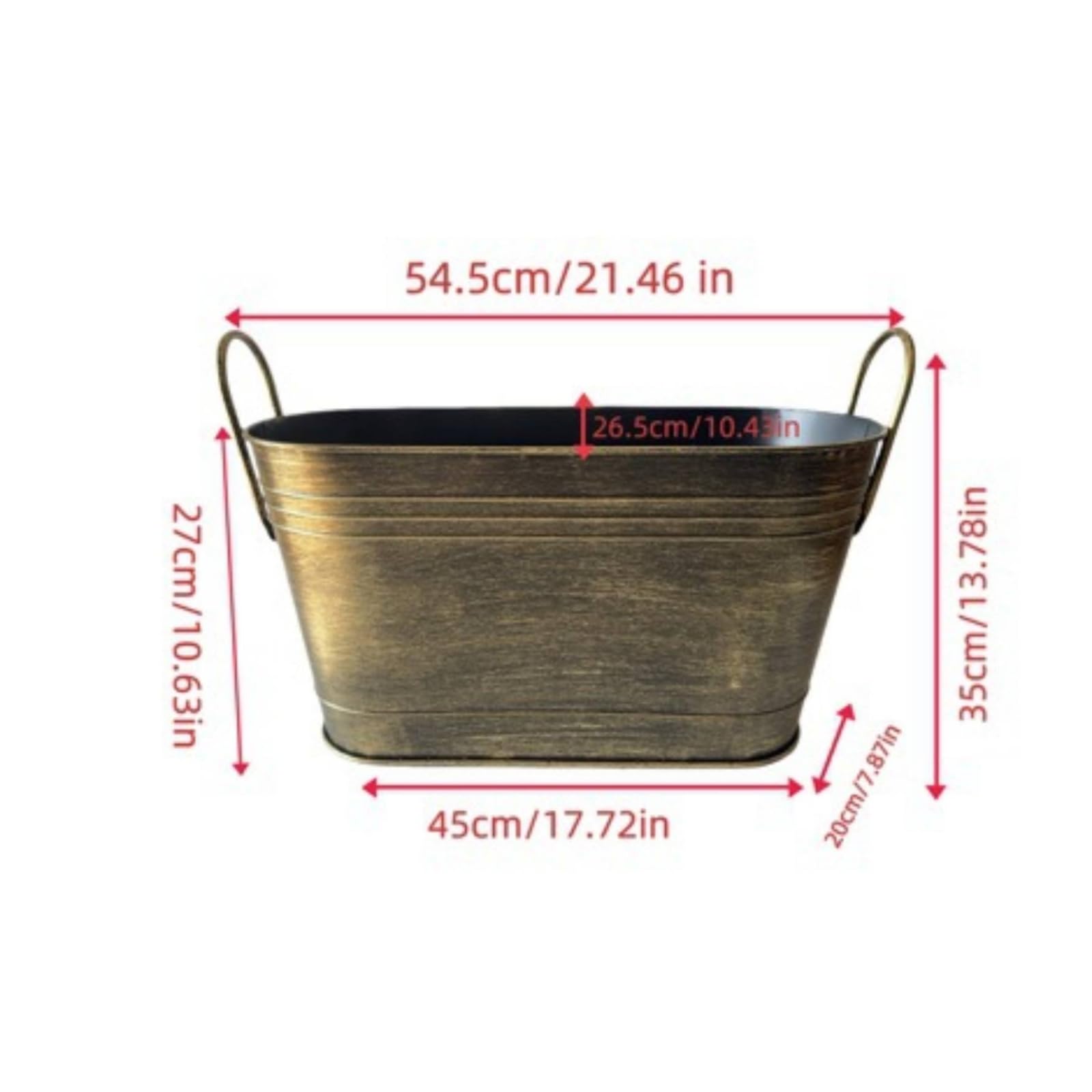Milageto Contenedor de Carbón para Chimenea Cubo Balde Cubeta Leñera con Asas de Hierro Resistente y Acabado Bronce Diseño Ovalado Abierto y Portátil Adecuado para Sala de Estar Patio
