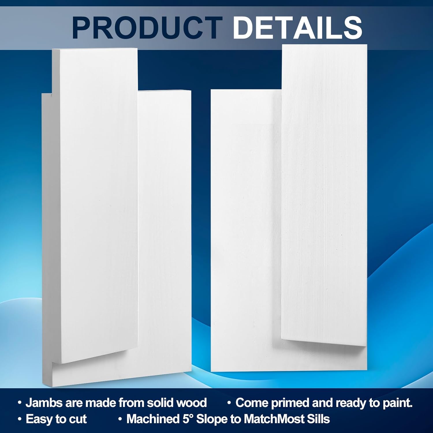 Pine Wood Door Frame Rot Repair Kit, 4-9/16" W X 12" L All-in-One Exterior Door Jamb Reinforcement Kit for Inward-Opening Doors & Window Sills, Durable Wetproof Paint, DIY Friendly