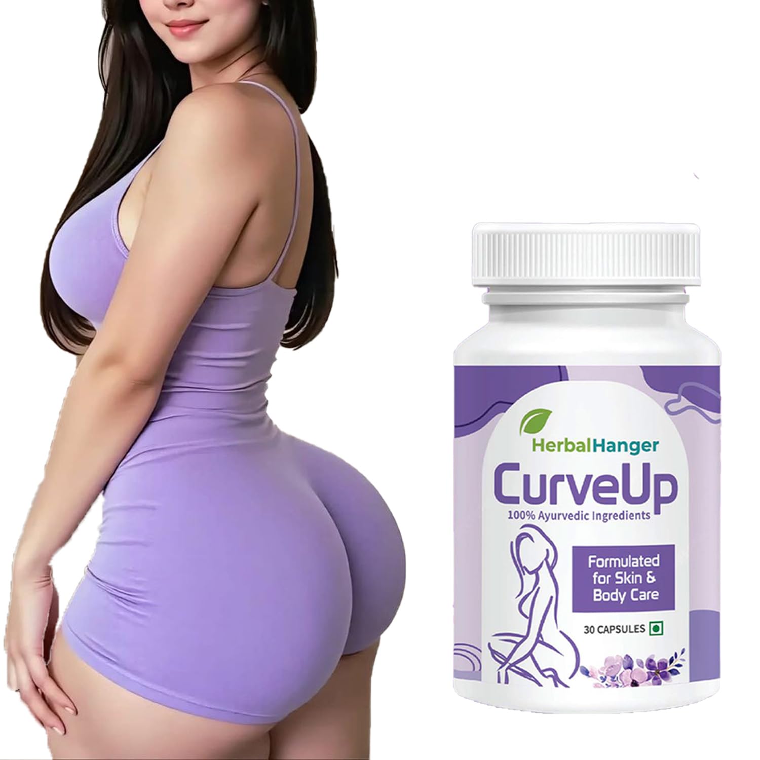 CurveUp Natural Hip Supple ment with Ayurvedic Herbs, 30 Capsules, Supports Body Caree, Horrmonal Balancce and Skin Elast!c!ty-image-10
