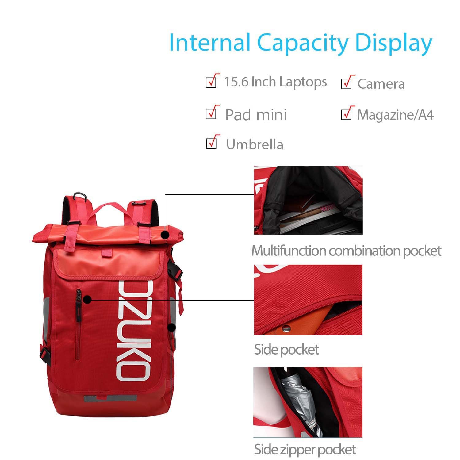 FANDARE Plecak na laptopa 15,6 cala Plecak wspinaczkowy Daypack Tornister męski damski poliester