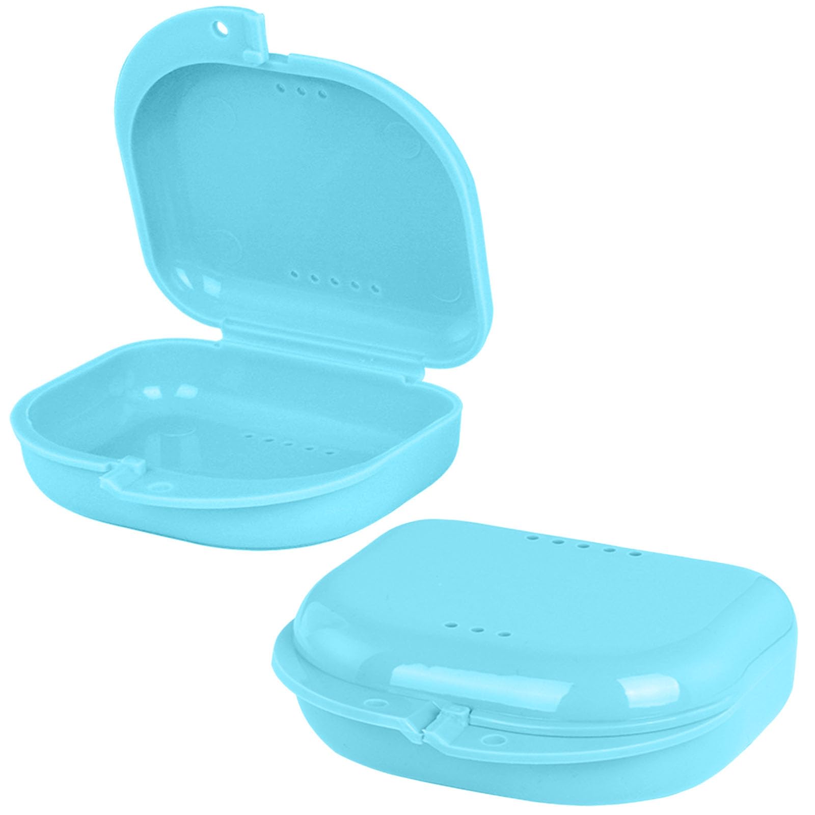 10 PCs Dental Grade Trapezoid Denture Bath Case by VASTMED | Blue Retainer Case Tooth Case Denture Box Denture Storage Boxes | Denture Cleaner Cup Travel Portable Denture Box for Home Office