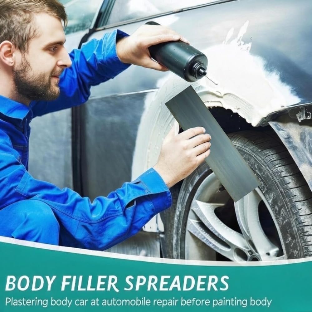 Auto Body Filler Spreader Tool Set Manganese Steel Scrapers Multiple Sizes for Automotive Putties Glazes Caulks Paint Waxing Surface Smoother DIY Projects (3 Piece Car Film Scrapers)