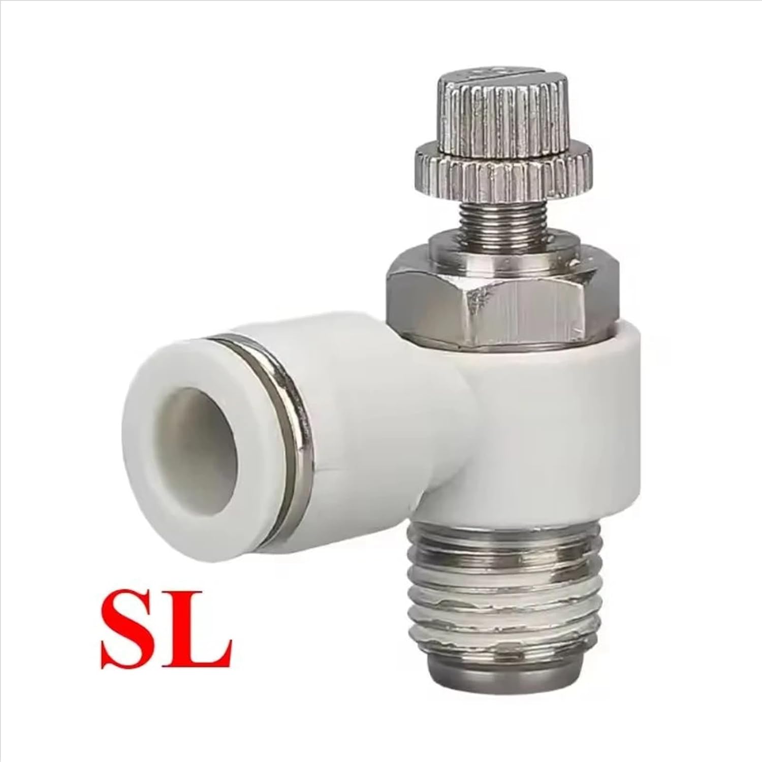 Pneumatic Hose L Type SL Throttle Valve 1/4 3/8 1/2 Thread White Cylinder Speed Control Connector Accessories Controllers 1Pcs(SL6-03)