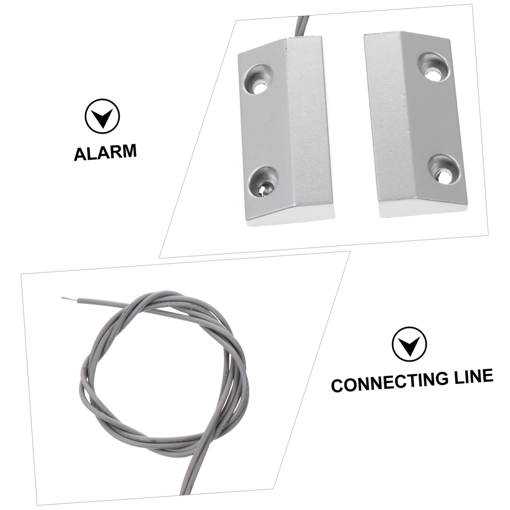 Holibanna 3 Ensembles Capteur de Porte Filaire Alliage de Zinc Alarme de Sécurité pour Fenêtres et Détecteur de Cambriolage avec Design Pratique et