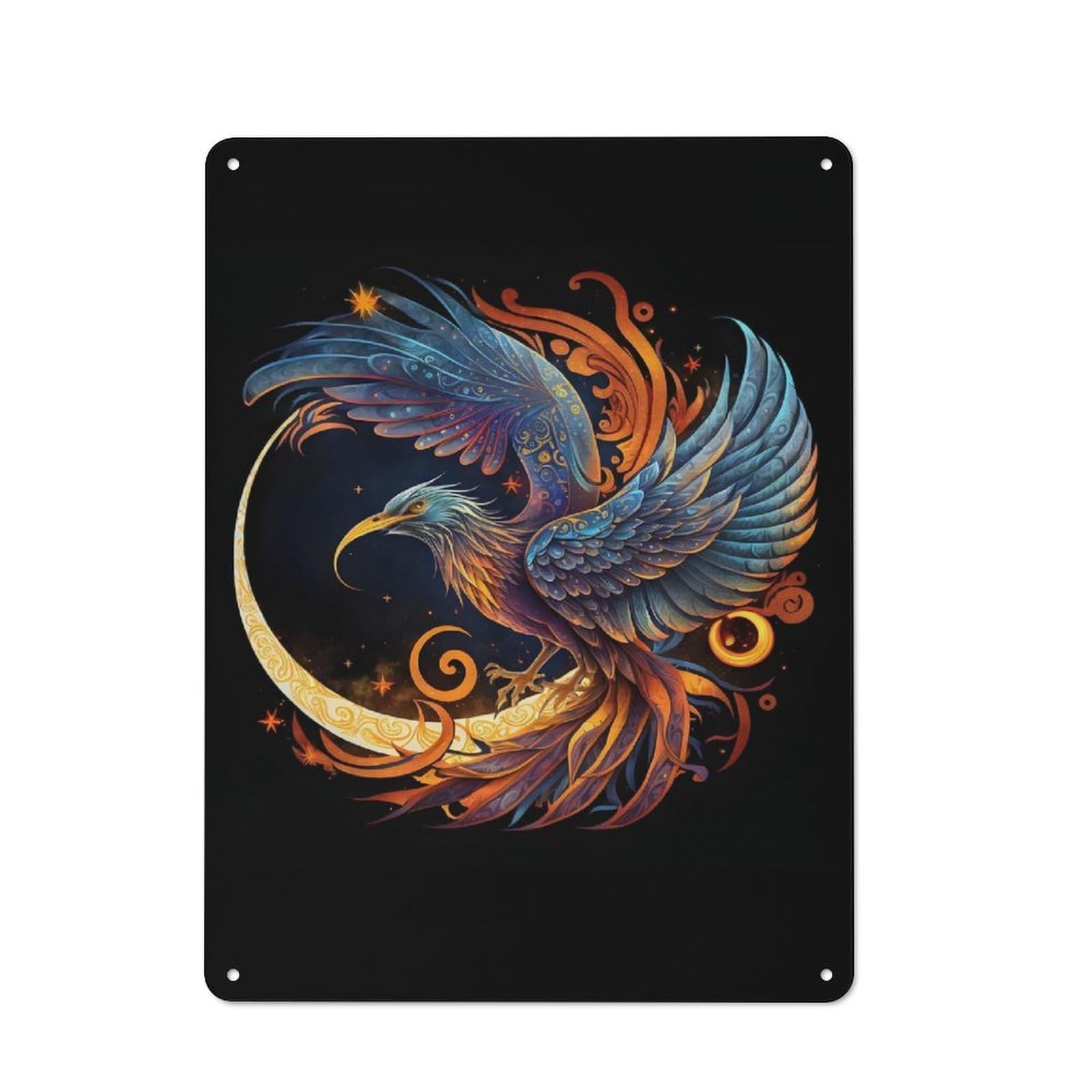 Junmoney Phoenix 4 Tin Wall Plaque 40X30cm With For Hobby Room Or Studio, For Updating Hobby Room And Studio After Moving