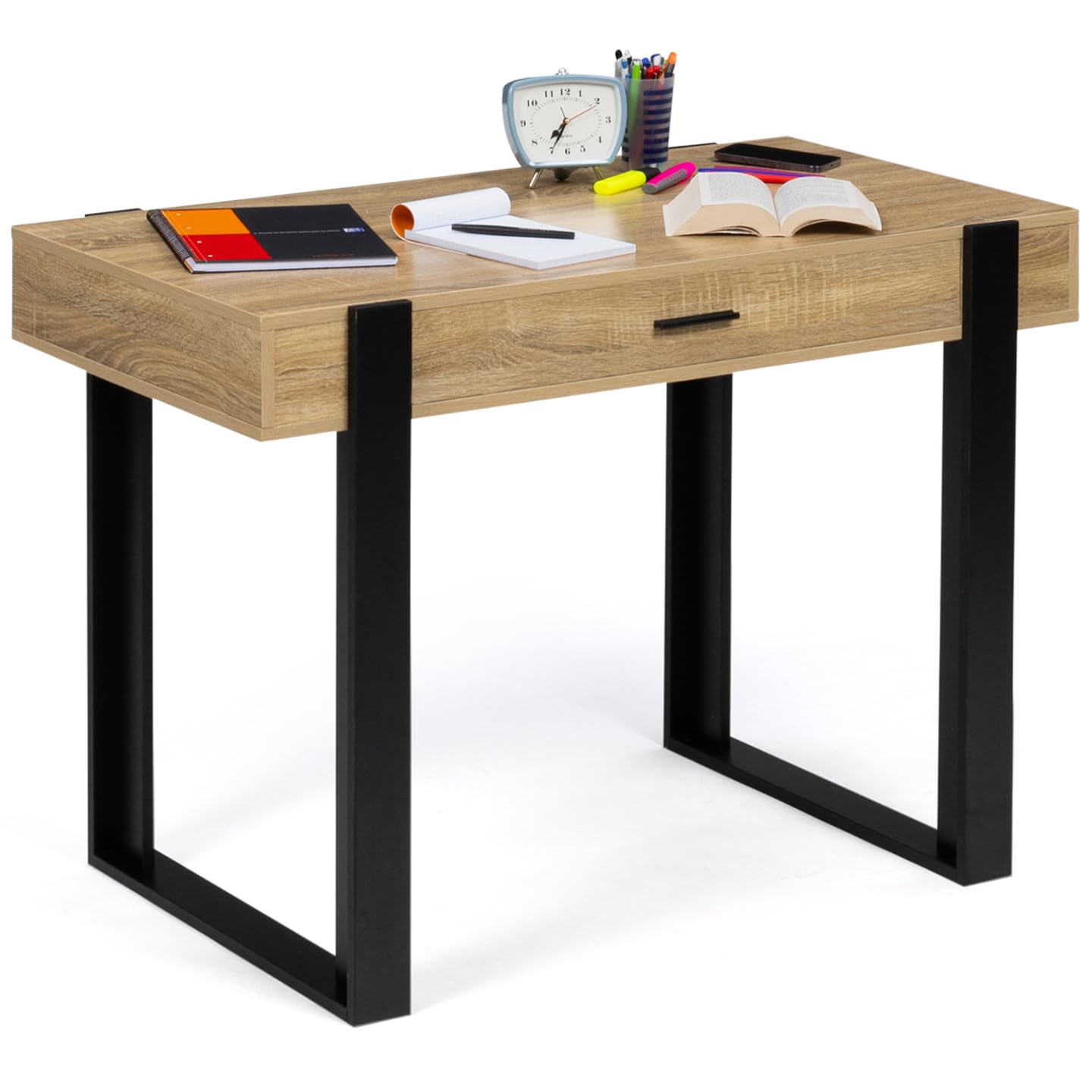 IDMarket - Escritorio con 1 cajón Phoenix Madera y Negro
