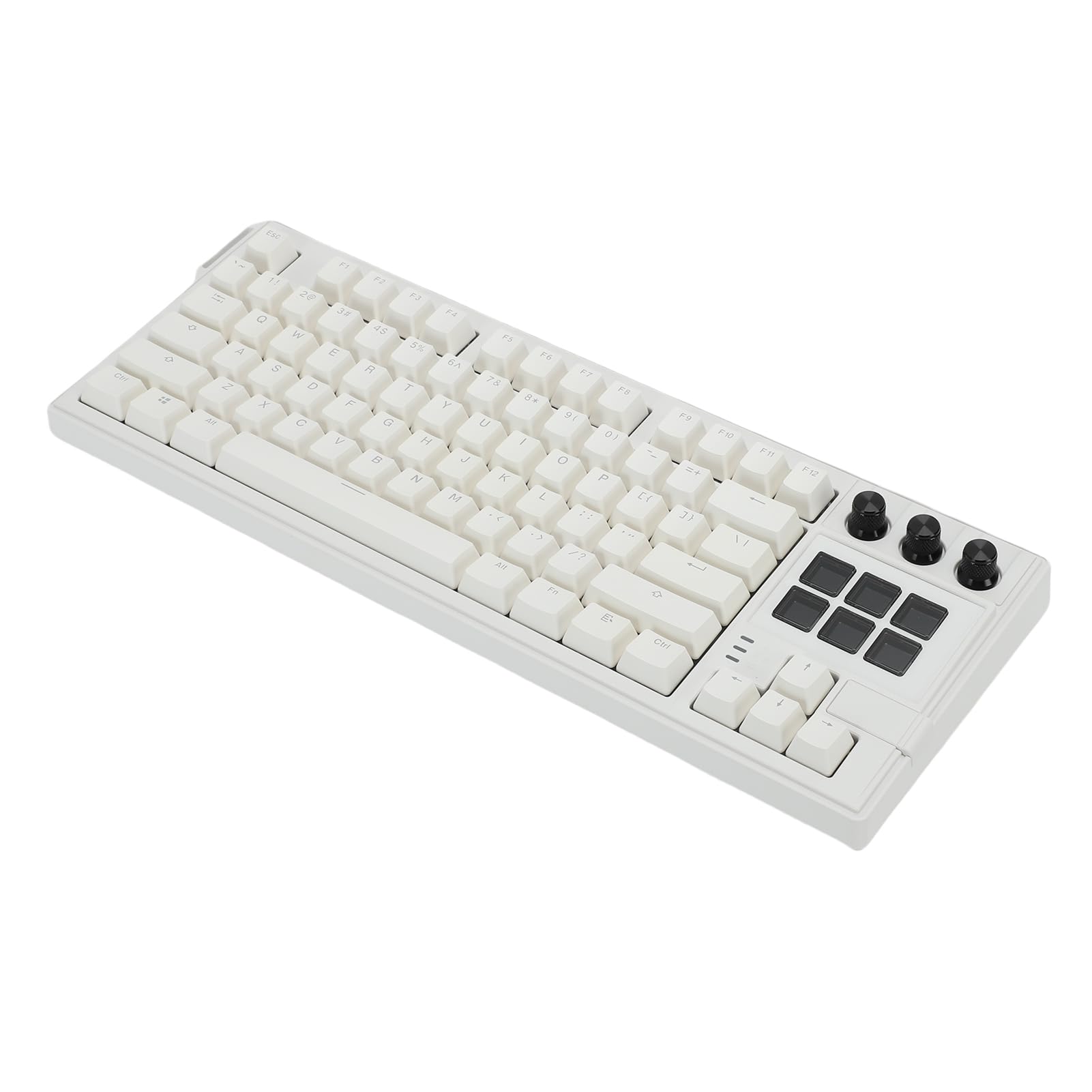 Cuifati Przewodowa Klawiatura Mechaniczna USB, 78 Klawiszy 6 Programowalnych Klawiszy LCD Czerwony Przełącznik Podświetlany RGB Funkcja Hot Swap, z 3 Przyciskami Przełączającymi 2 (WHITE)