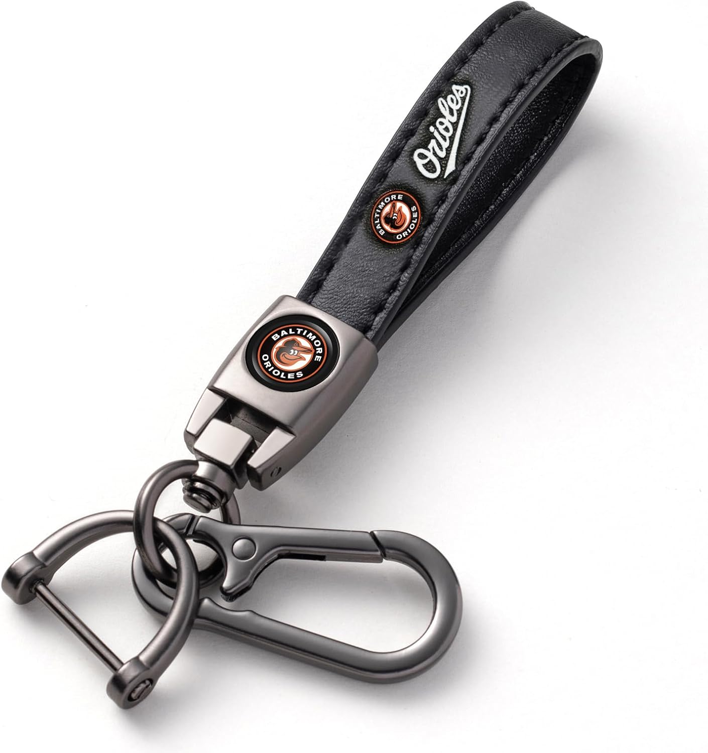 Car Keychain Keyring for Baltimore Orioles Baseball Fans,Orioles Accessories Women/Men's Keychains for Vehicles,Leather Key Ring Lanyard for Car Key Fob Holder,Key Fob Keyring Replacement