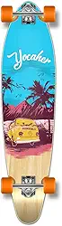 Yocaher Longboard Skate Kicktail Cruiser completo 101,6 cm x 25,4 cm com fita de aderência preta premium, caminhão de liga de alumínio resistente, rodas longboard de 71 mm (completo - Kicktail - azul