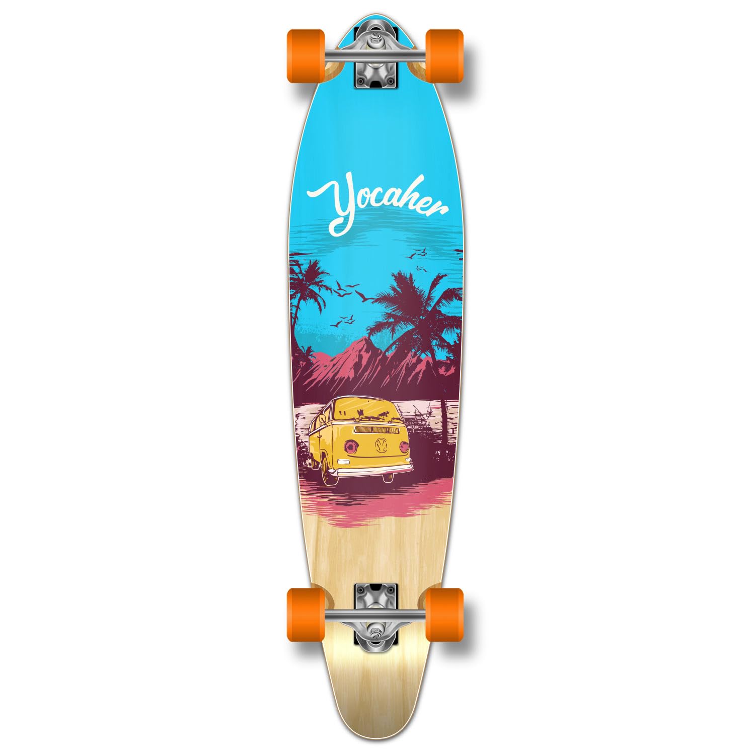 Longboard Skateboard Complete Kicktail Cruiser 40" x 10" w/Premium Black Grip Tape, Heavy Duty Aluminum Alloy Truck, 71mm Longboard Wheels (Complete - Kicktail - Blue N' Red)