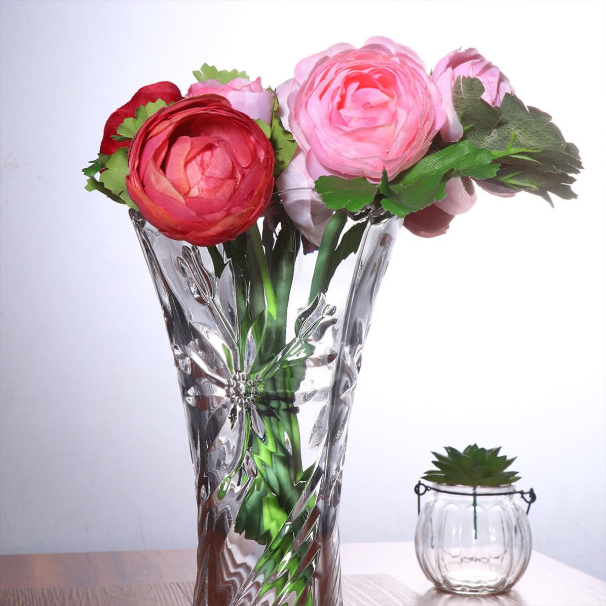 Vaso in Vetro Trasparente, Vaso Floreale a Bottiglia Stile Moderno Semplice, per Casa e Hotel, Decorazione per Composizioni Floreali e Fiori Secchi