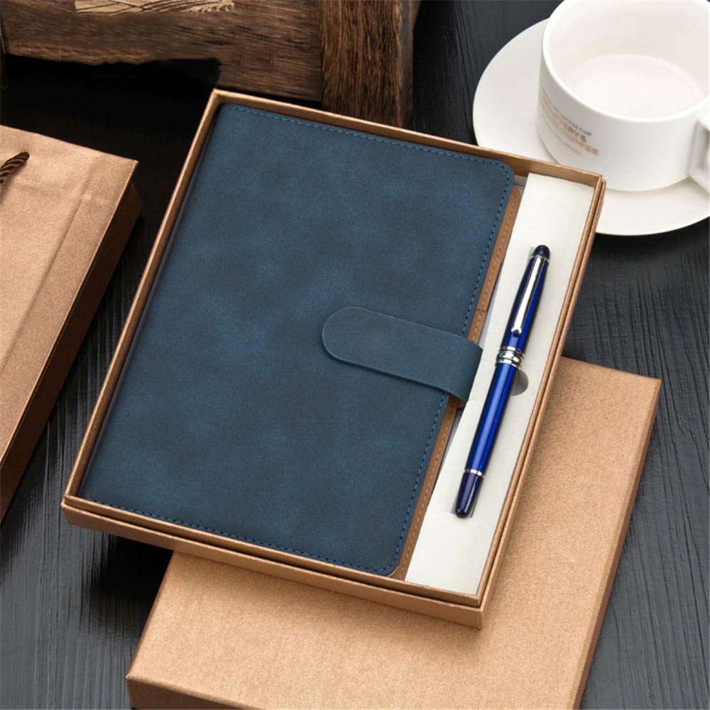 yuyu19-BJB Notebook Gift Box Set Creative a5 Business Simple Notepad Meeting Souvenir Mobile Office stationery-A5- Sheep bar Buckle + New wb Pen-Dark Blue