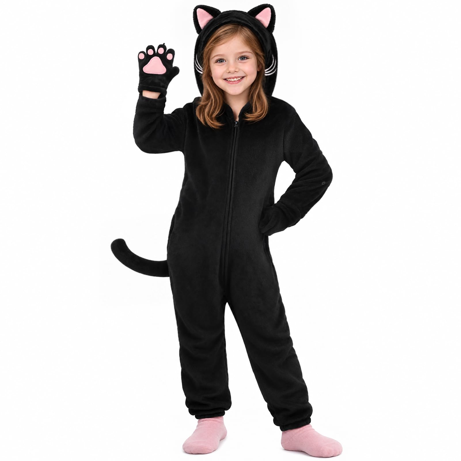 GIFTINBOX Halloween Cat Costume for Girls Kids, Cheetah Leopard Costume | Black Cat Halloween Costumes for Kids Girls Age 5-10, Dress Up Animal Costume, Dalmatian Costume Kids, Cat Onesie Outfit