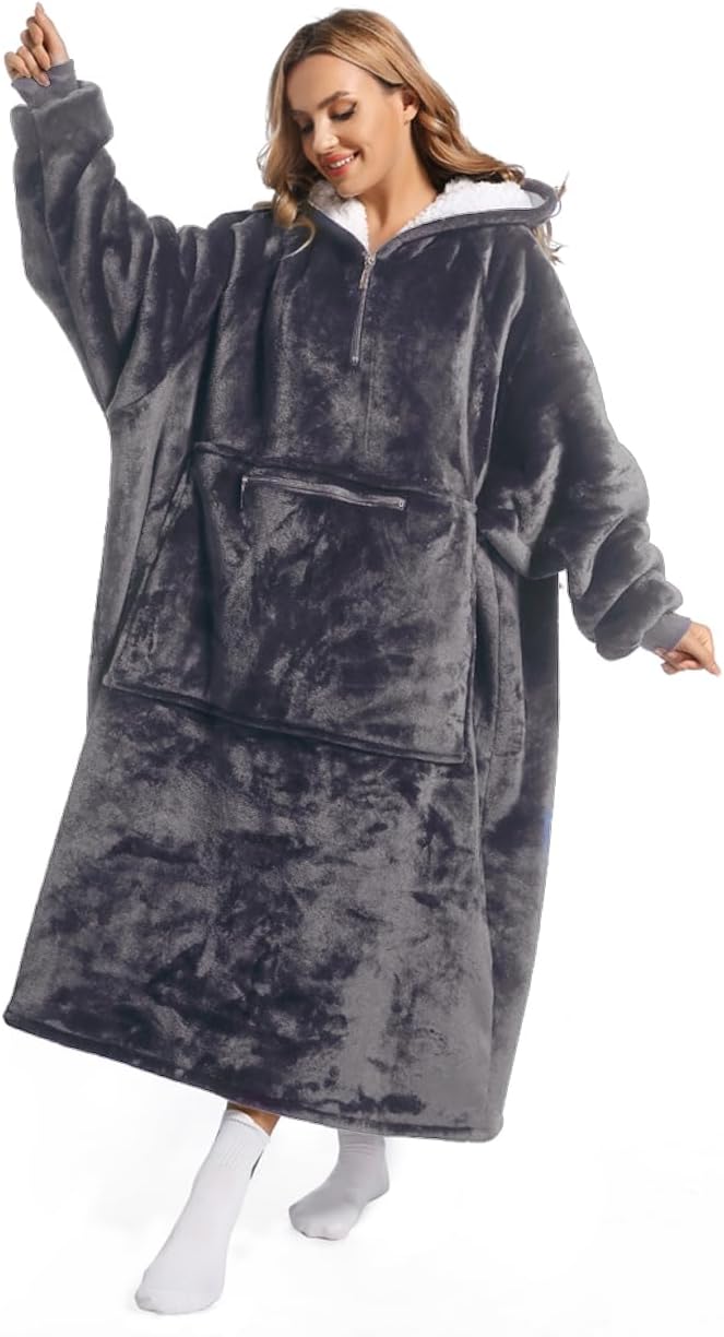 Convend Oversized Wearable Blanket Hoodie with Giant Pocket (Pet Favorites),Blanket Sweatshirt for Women and Men