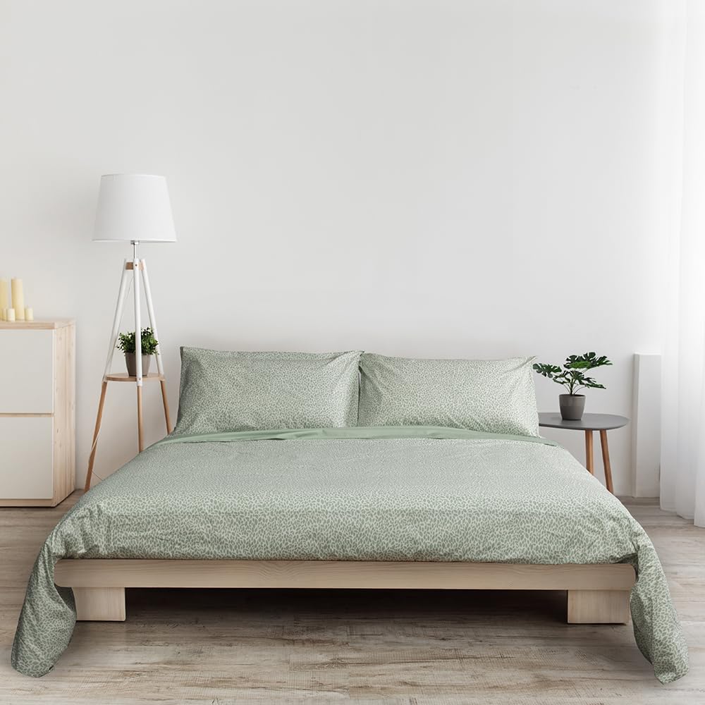 Foppapedretti Notte & Natura Double Bed Duvet Cover with 2 Pillowcases; Petals Sage 100% Cotton, Made in Italy - Image 3