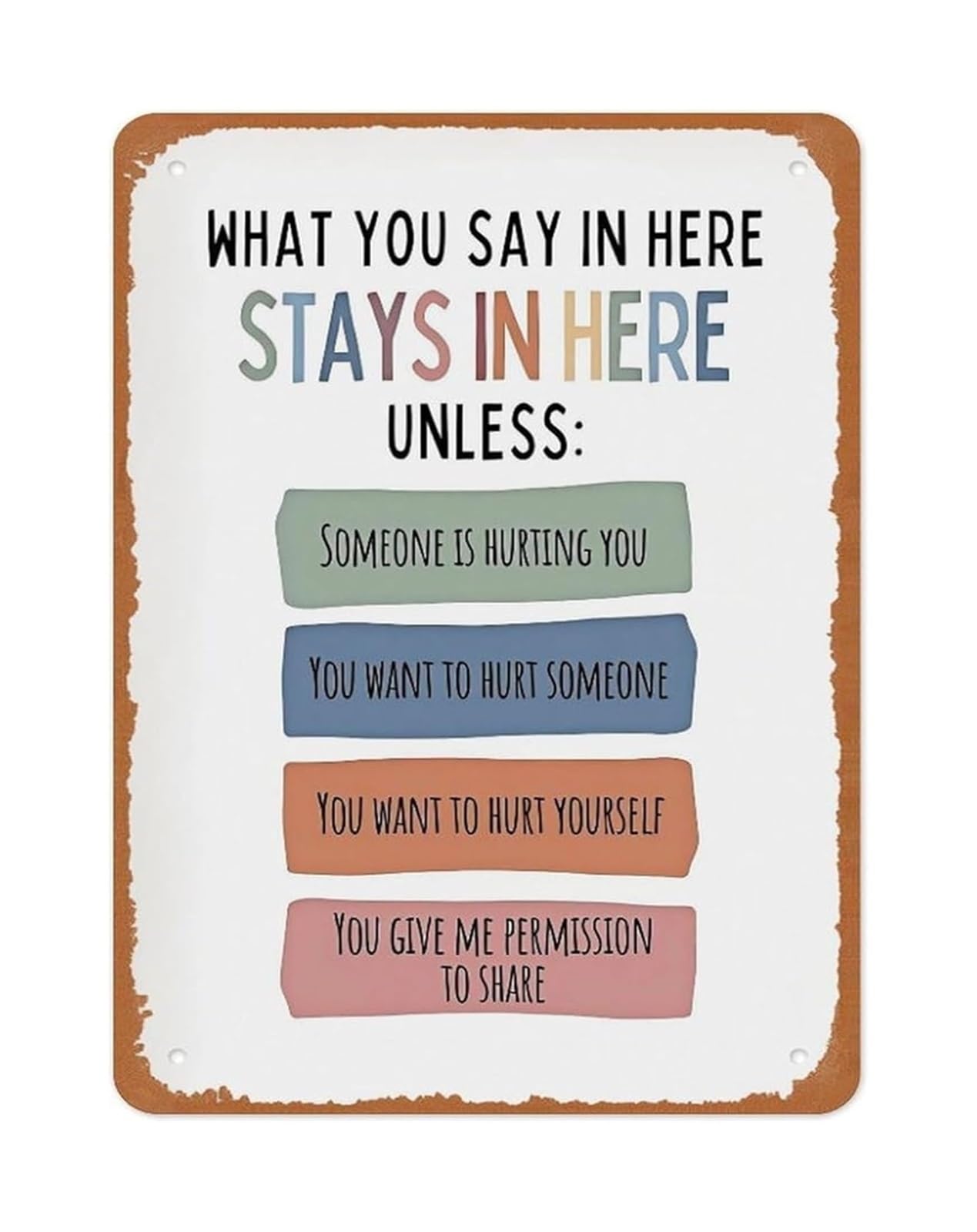 VWWJCCRO Confidential Saying Metal Sign What You Say In Here Stays In Here Scandinavian Bohemian Decor for Professional Office 8 X 12 in
