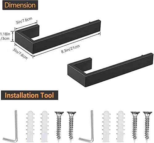 Miniatura 6 de Toallero de mano de 2 piezas, anillo de toalla  Toallero grueso de acero inoxidable SUS 304 para pared de baño, barra de toalla de mano rectangular