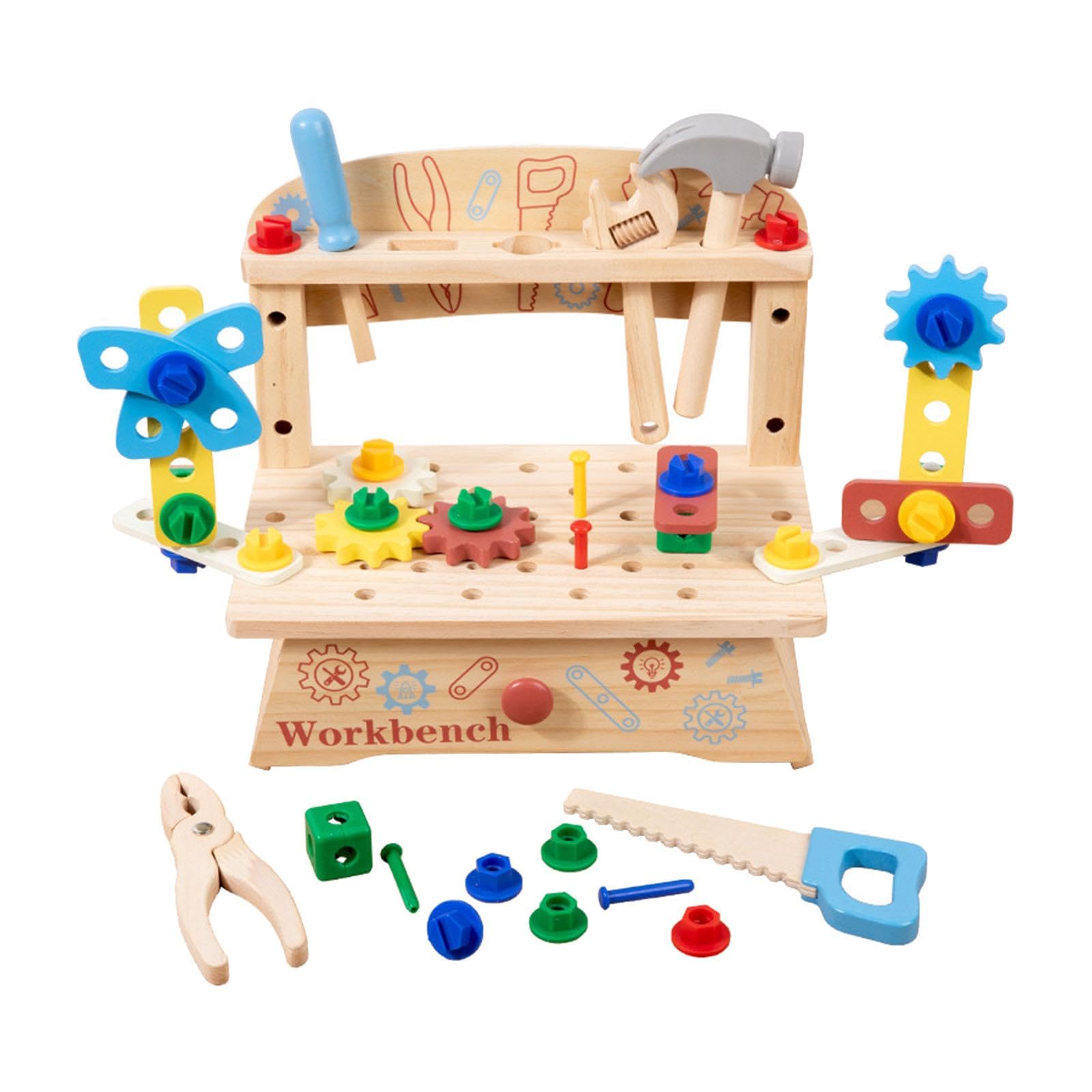 Juego de Herramientas para Niños, de Madera Educativas, Tuercas Y Pernos, Banco de Trabajo Realista para