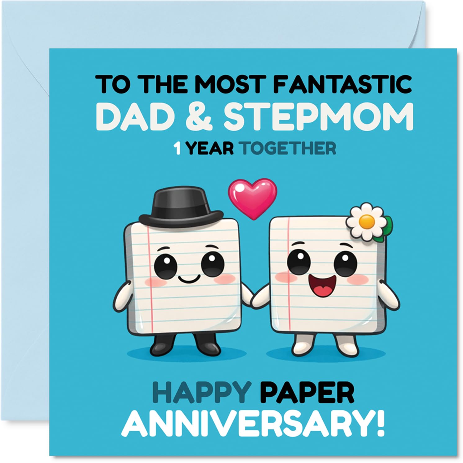 Cute 1st Anniversary Card for Stepmum & Dad