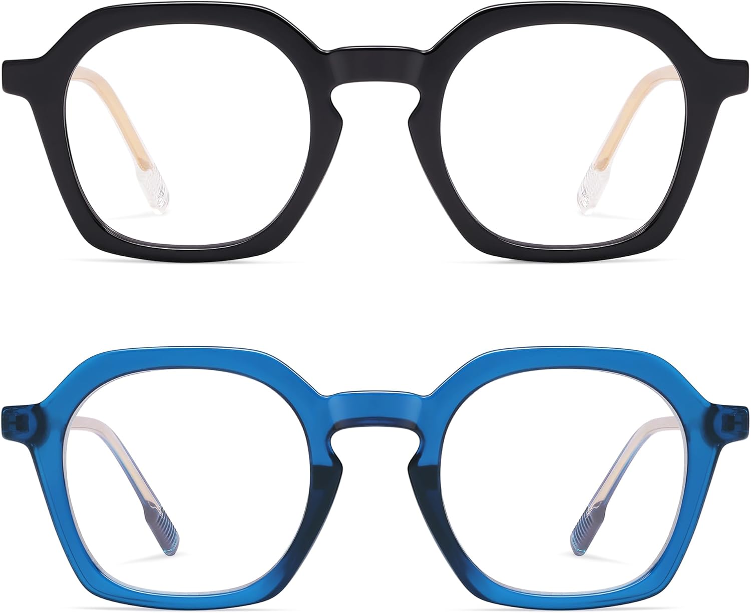 AMOMOMA 2 Pack Retro Square Reading Glasses for Women Men,Vintage Blue Light Computer Reader Frame AM6193 - Image 3