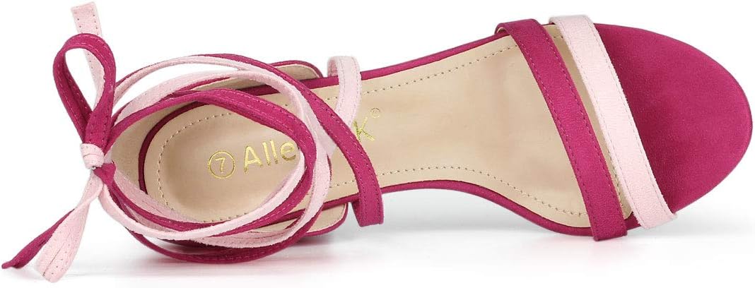 Allegra K Women's Open Toe Color Block Heel Lace Up Sandals - Image 5