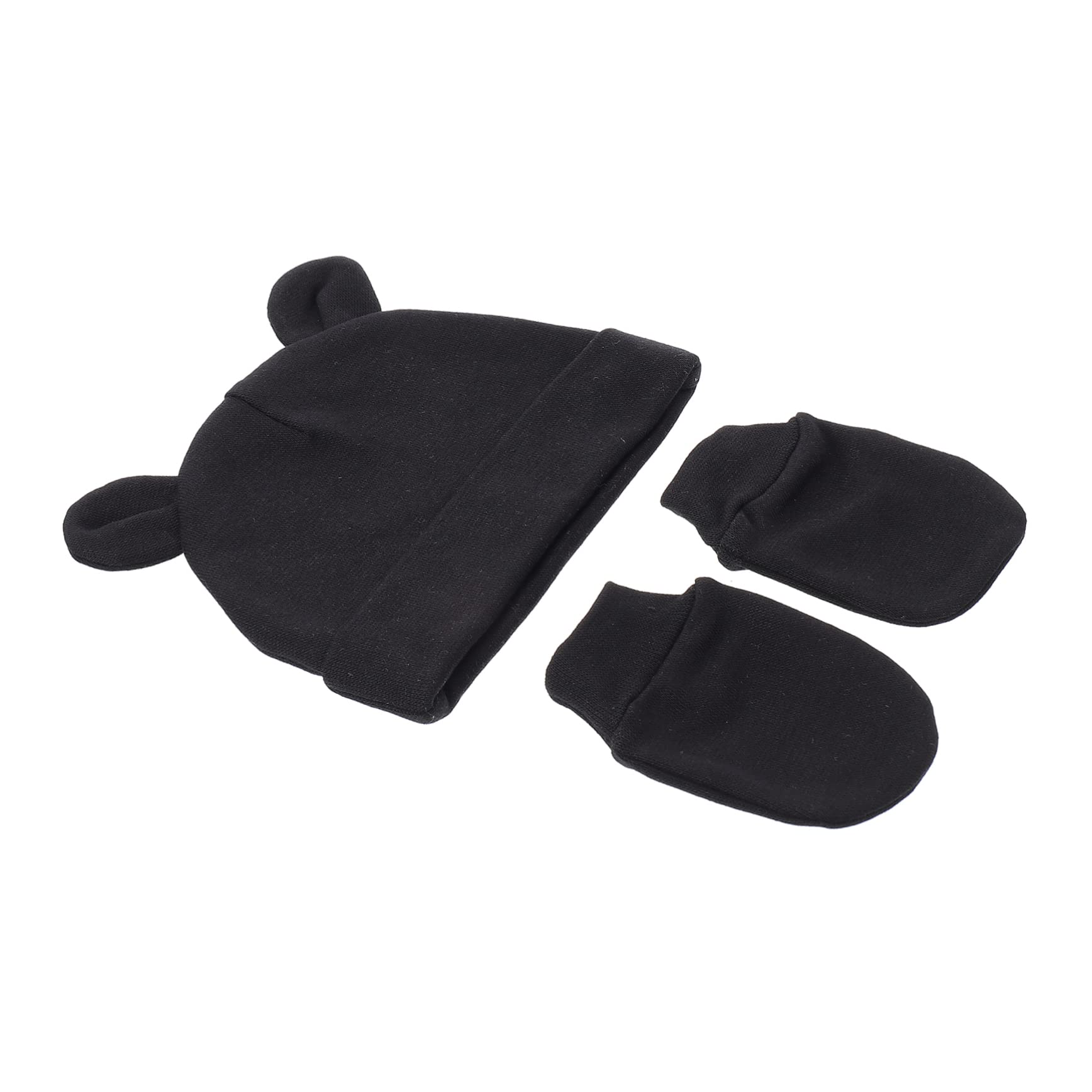 TOVINANNA Newborn Baby Hat Hand Cover Set 3pcs Anti-scratch Gloves Soft Cotton Warm Winter Protection