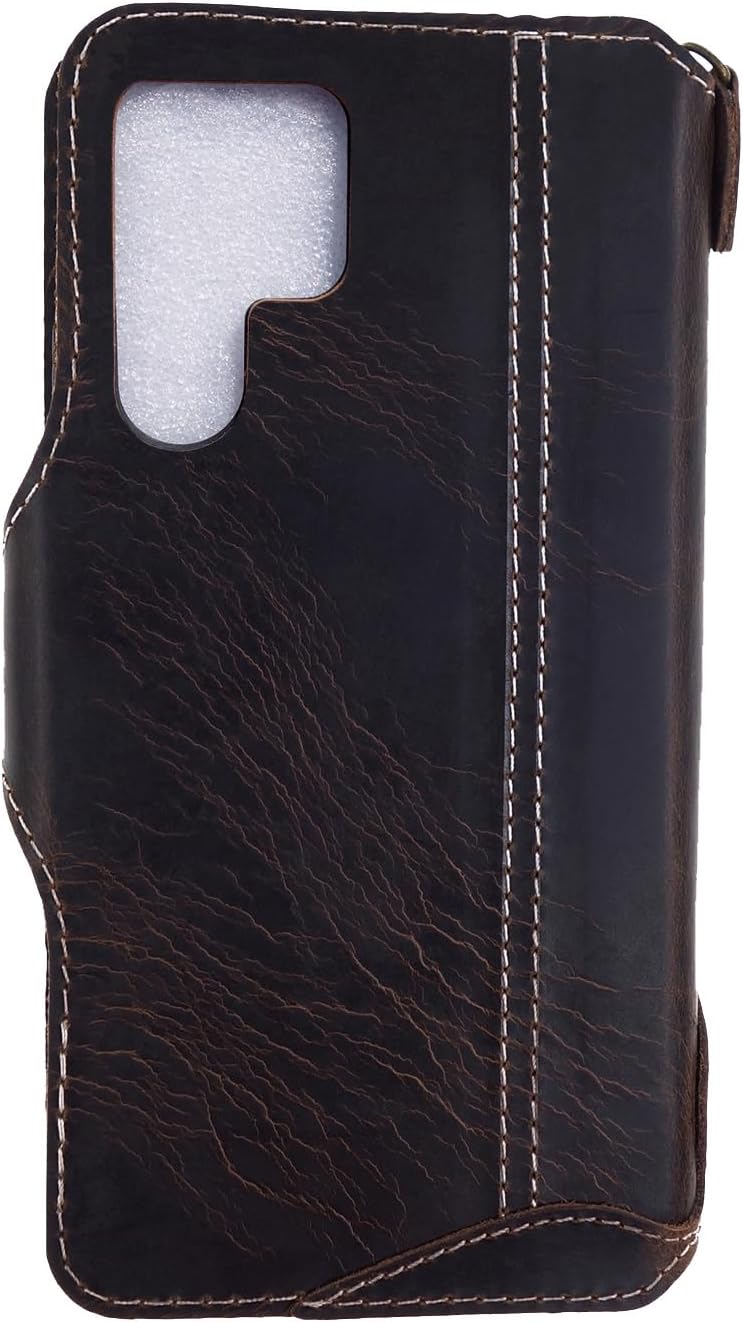Yogurt Case for Samsung Galaxy S24 Ultra, Genuine Leather Wallet Cover for Samsung S24 Ultra, Handmade Oil Leather