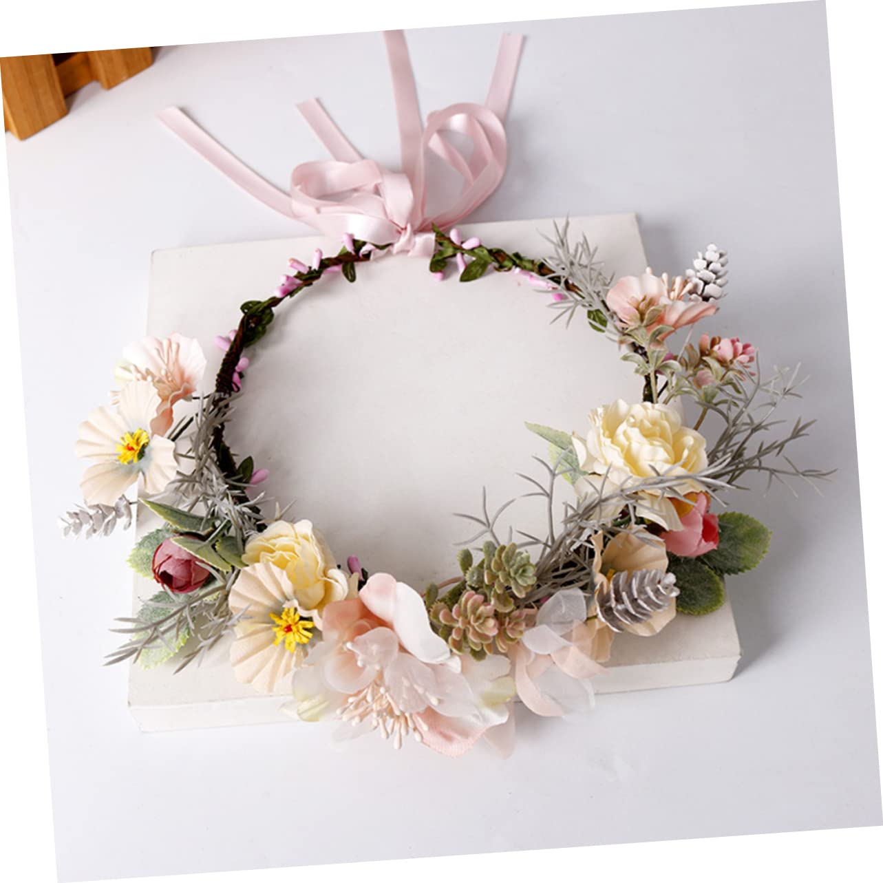 FRCOLOR 3stücke Bohemian Stil Blumenkranz Haarschmuck Mit Ripsband Elegantes Farbenfrohes Haarband Für Hochzeiten Partys Und Fotorequisiten Für Mädchen
