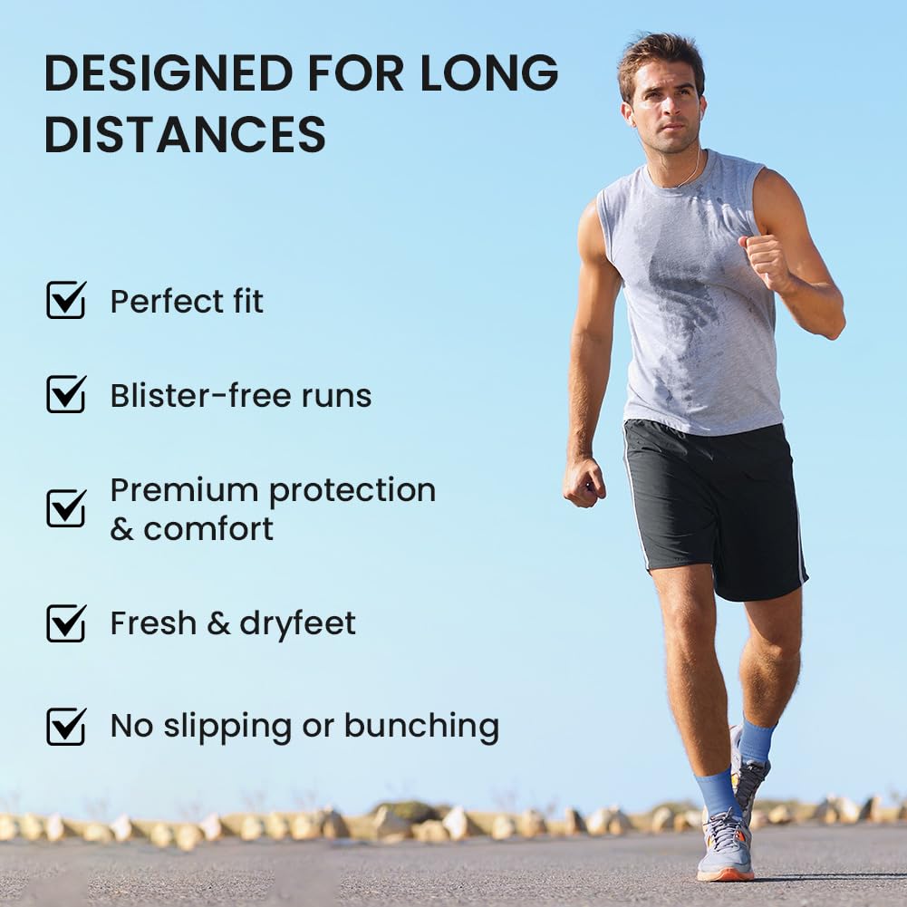 OFFCUP Calcetines de Running, 3 Pares Calcetines Compresion Hombre y Mujeres, Antideslizantes Calcetine Antiampollas para Entrenamiento Senderismo Aire Libr, Evacuación de la Humedad, Tamaño 39-47