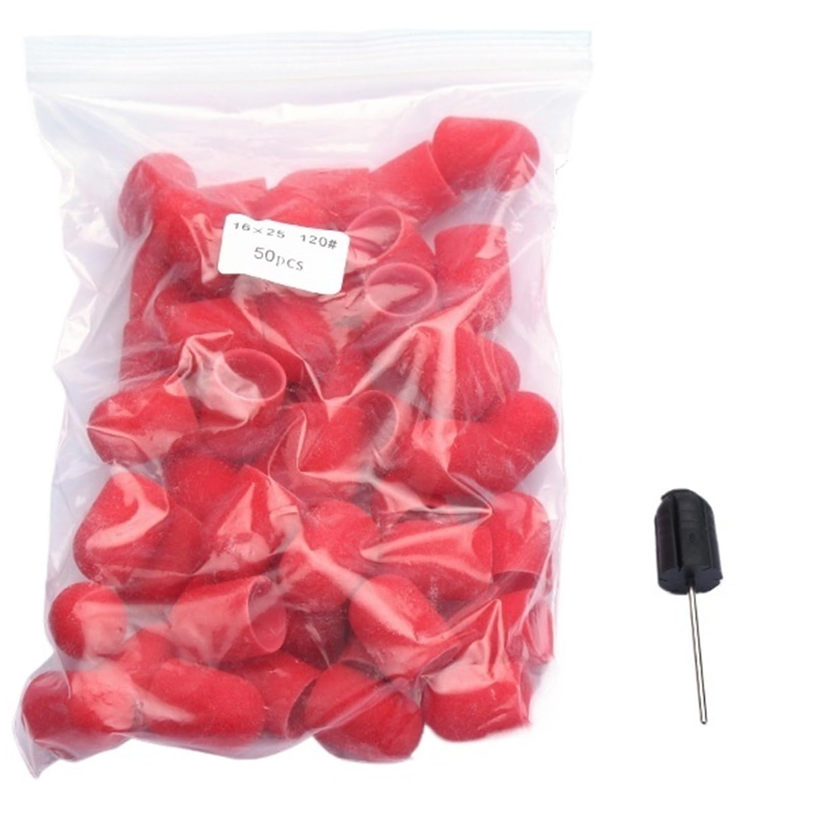Tambores de Lijado 50 Uds. Accesorios de taladro uñas plástico rojo tapas bloque mandril removedor Gel cuidado los pies cutícula(16x25 120 Grit)