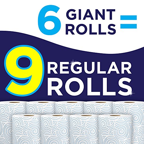 Sparkle Paper Towels, 6 Giant Rolls, Hint Of Color, Pick-A-Size, 6 = 9 Regular Rolls #TOP2