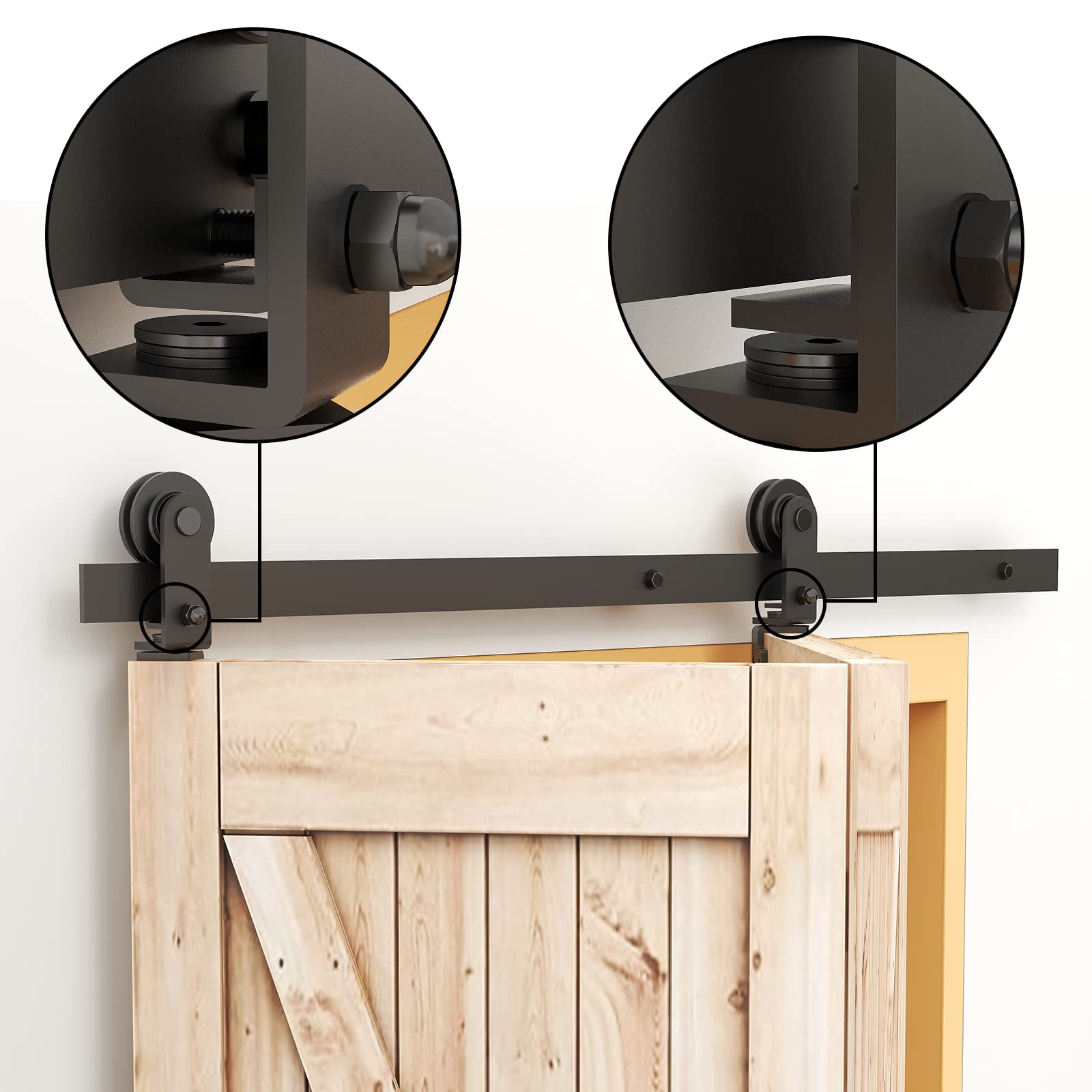 Wolfbird 5ft / 152cm Rail Porte Coulissante Pliante Kit Roulette Suspendue Systeme de porte coulissante pliante, kit de porte pliante pour ouverture de porte de 120-140cm