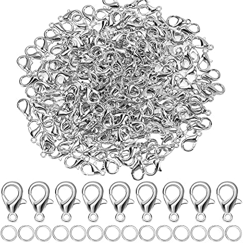 Augshy 200 Stück Karabinerverschlüsse Silber Schmuckverschlüsse Cover