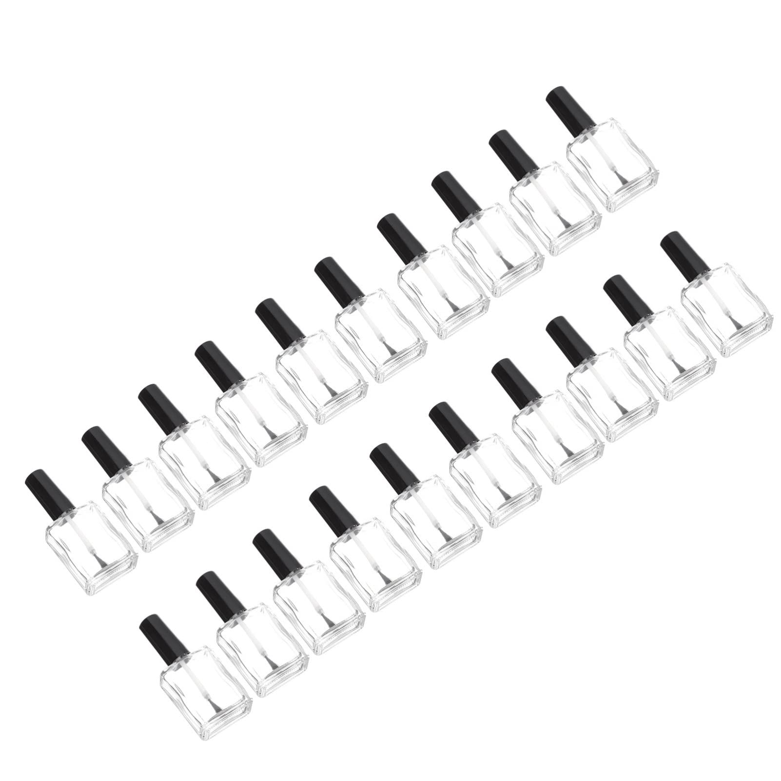 Bottiglia di Smalto per Unghie 15ml in Vetro, 20 Pezzi | Formato Piatto Trasparente Tappo e Pennello, Ricaricabile per Gel e Olio per Cuticole, Uso Salone