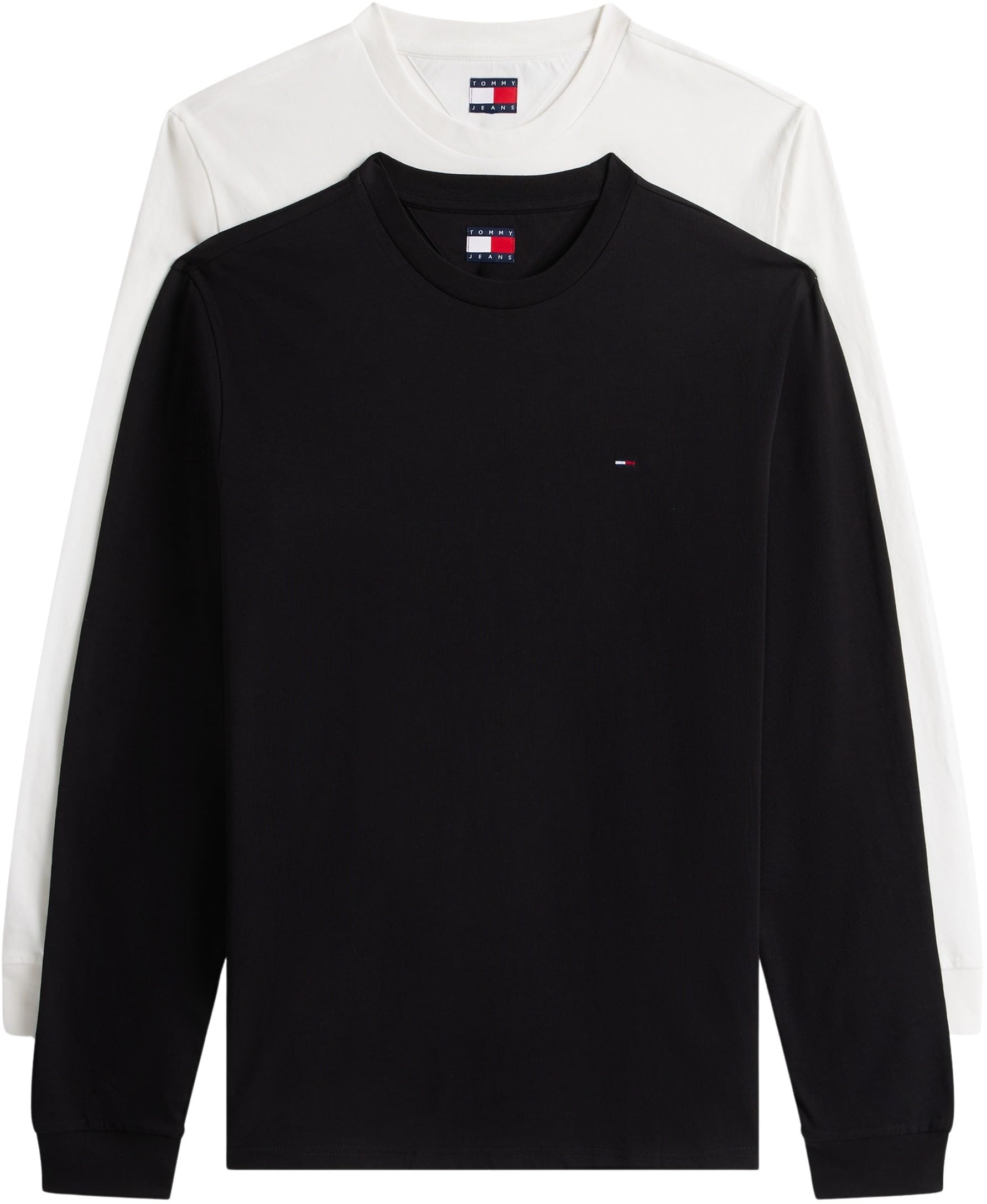 Tommy Jeans Uomo Magliette Maniche Lunghe Confezione da 2 Slim con Scollo Rotondo