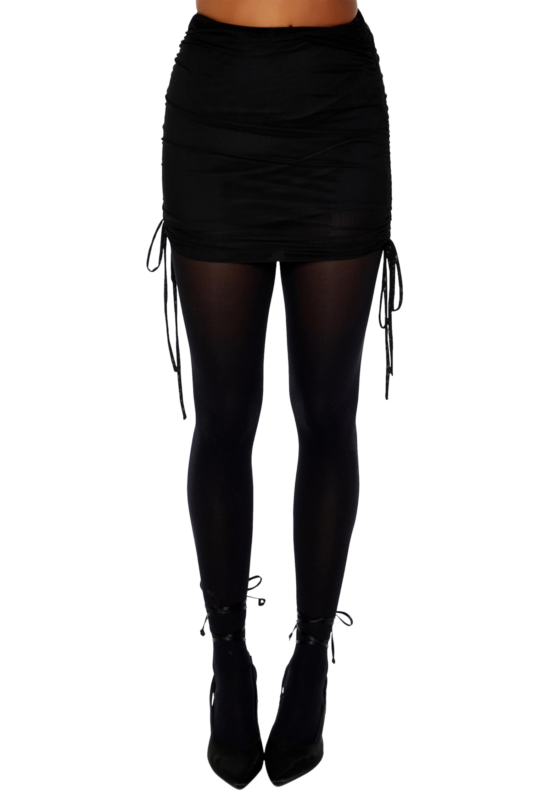 Forever 21 Mesh Drawstring Mini Skirt Falda Mujer